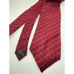 Genesis Red Geometric Silk Mens Tie Made in Italy
